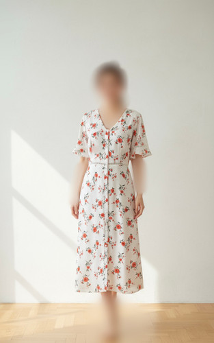 پیراهن میدی گلدار زنانه آستردار fashion union جلو دکمه سایز ۳۸