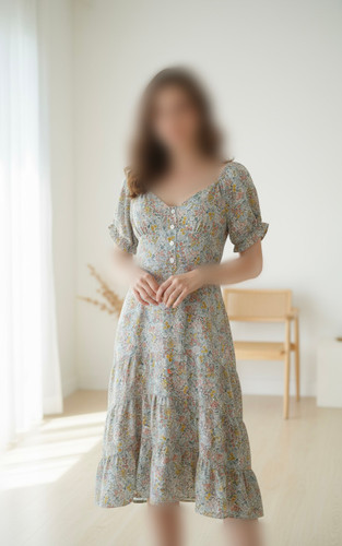 پیراهن میدی گلگلی زنانه وارداتی سایز ۳۸