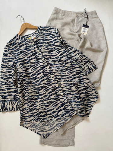 شومیز لینن زنانه طرح دار Jones New York