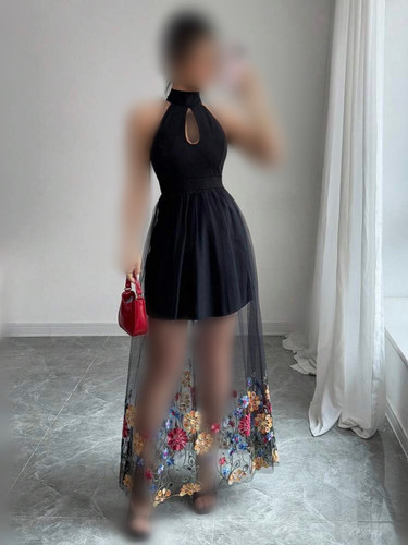 پیراهن مجلسی بلند زنانه برند shein، بخارا دوزی شده در سایزبندی
