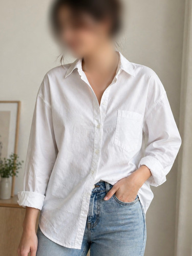شومیز مانتویی سفید زنانه/دخترانه وارداتی مدل پشت دکمه