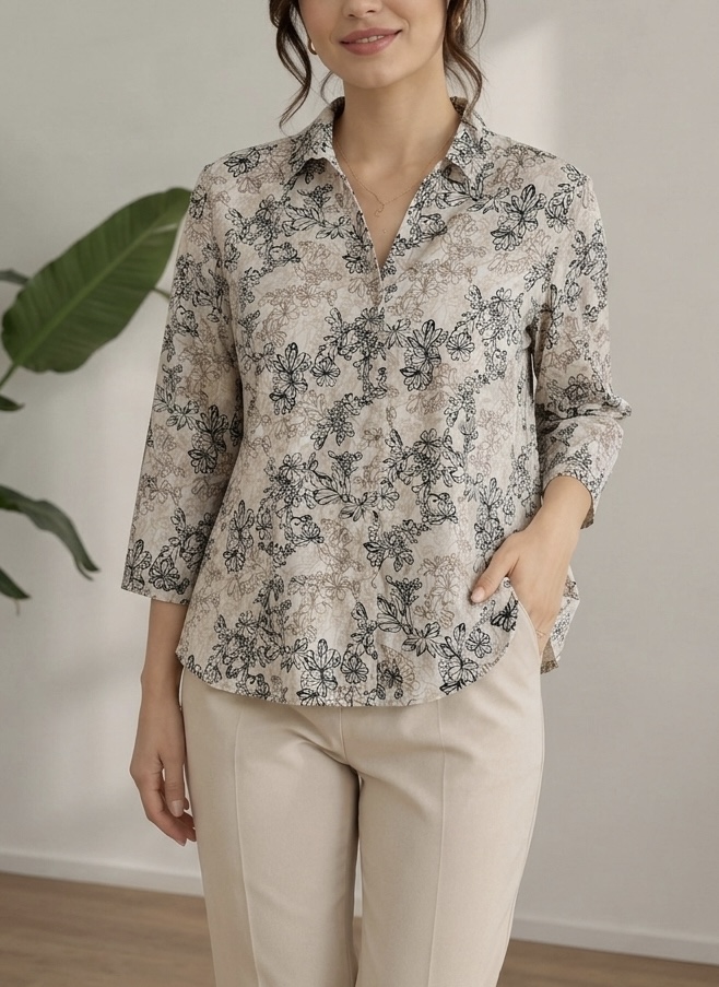 شومیز کتان نخ زنانه وارداتی croft & barrow