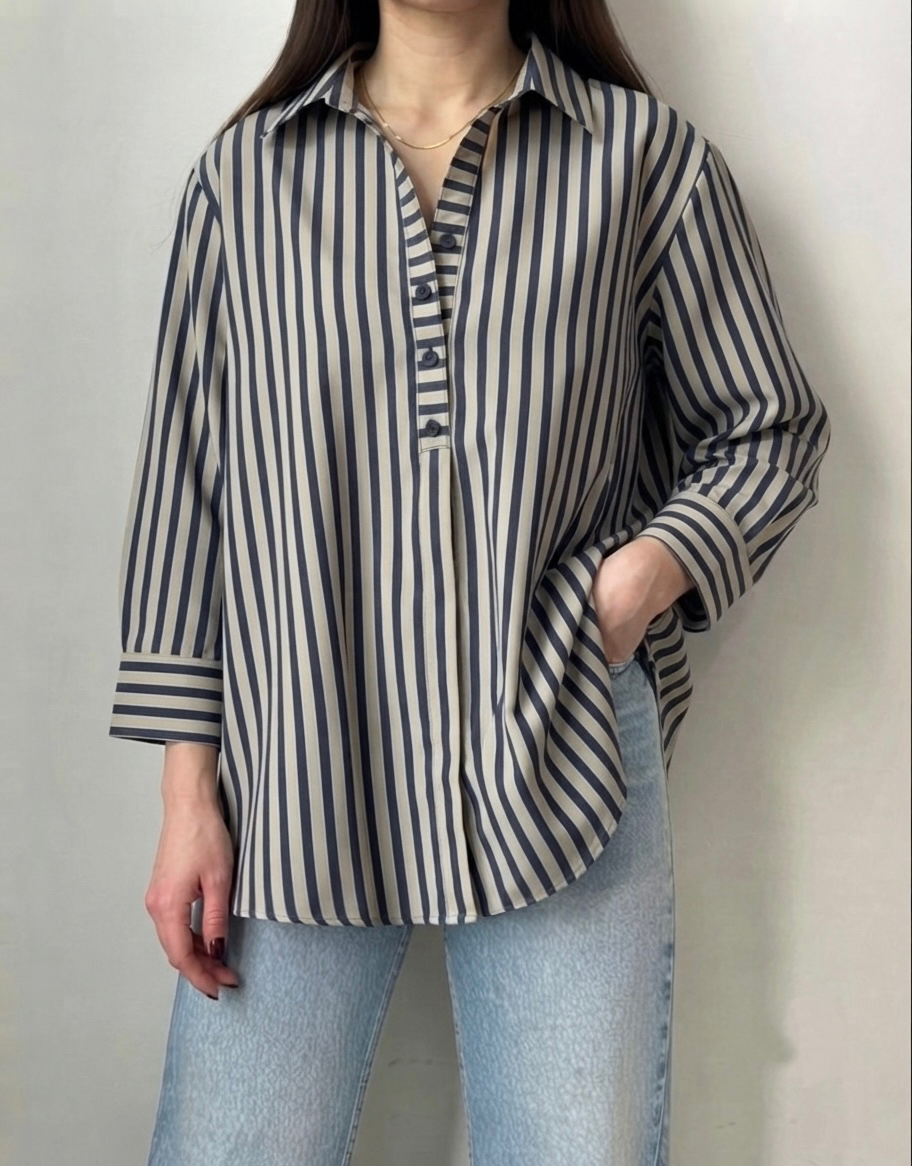 شومیز کتان نخ  راه راه زنانه وارداتی برند FOXCROFT
