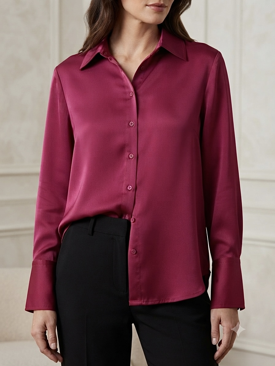 شوميز كرپ ساتن گرم دار زنانه وارداتى برند a.new day