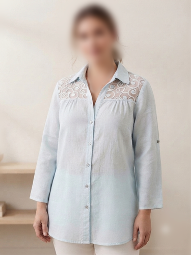 شومیز لینن و دانتل دخترانه/ زنانه وارداتی برند TEMPO PARIS