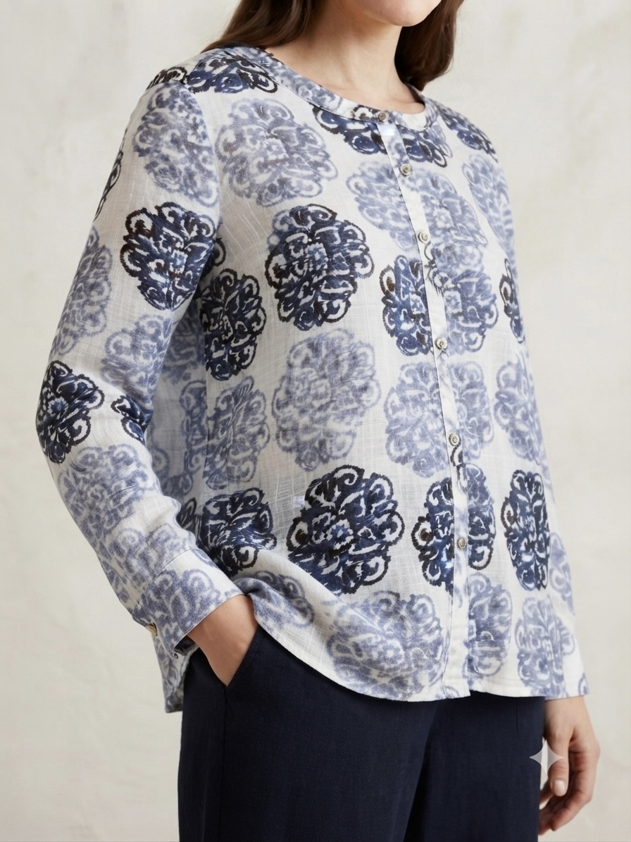 شوميز لينن طرح دار زنانه  JM collection